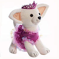 М'яка іграшка собачка "Крошка Чихуахуа", з короною в рожевому платті.