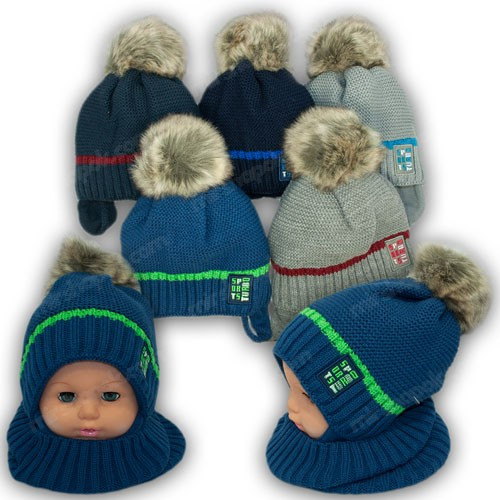 ОПТ Детский комплект - шапка и шарф для мальчика, р. 48-50 (5шт/набор) - фото 1 - id-p1053791549