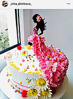 Топпер стоящая девушка силуэт в торт, заготовка для украшения торта, фигурка на торт силуэт девушки, заготовка