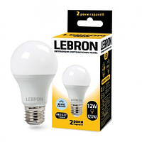 Лампа світлодіодна LED Lebron L-A60 12W E27 6500K 220V 1050Lm 00-10-17