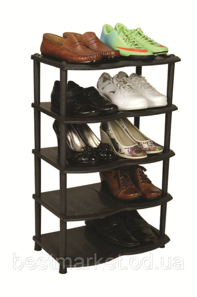 Полиця для обуви Пластикова Чорна на 5 ярусів Ozgen Plastik