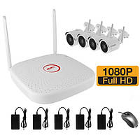 WiFi комплект беспроводного видеонаблюдения на 4 камеры 2 Мп на 400 метров LONGSE WIFI2004PGE1SE200