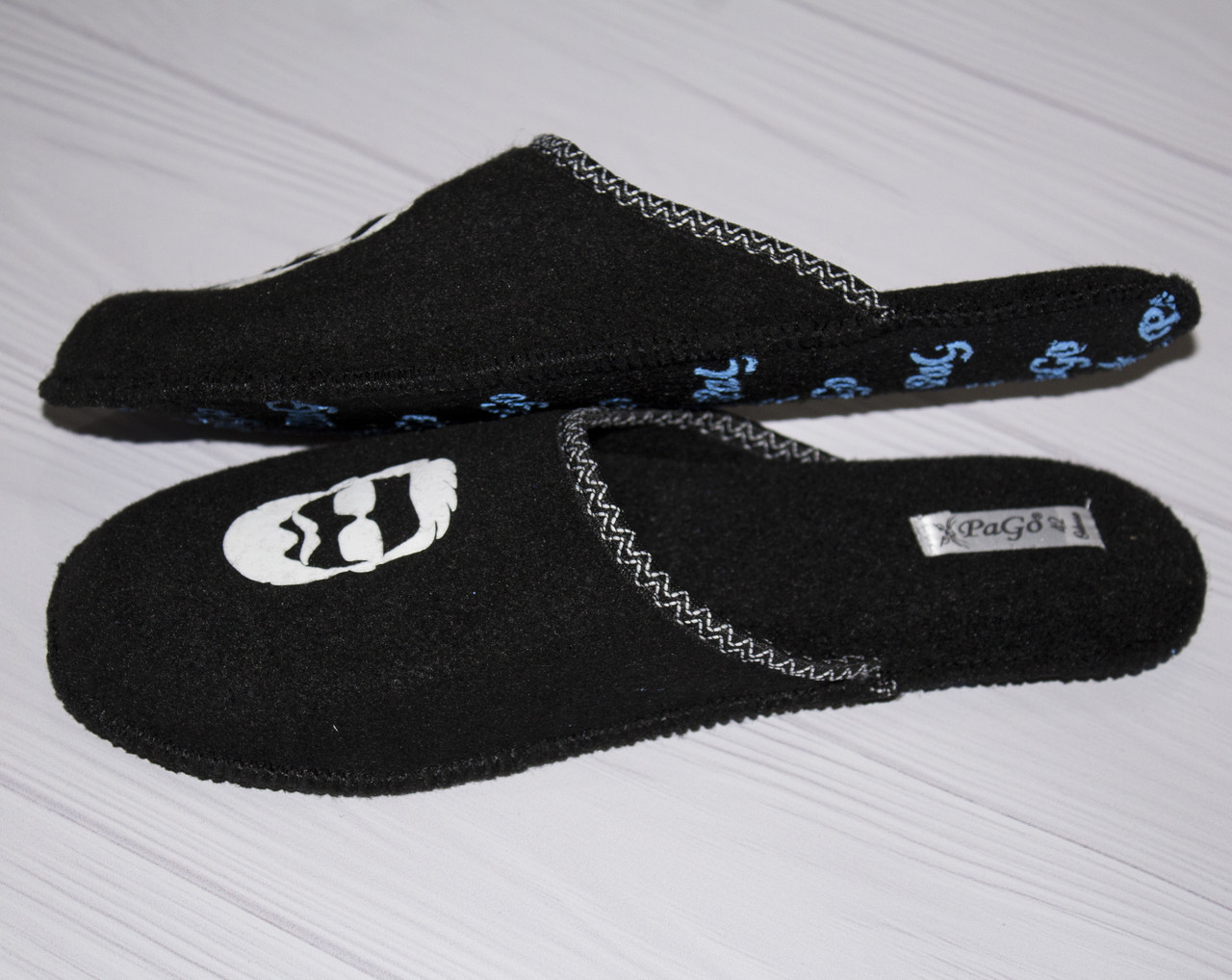 Тапочки мужские черные с закрытым носком для паркета ламината войлочные тихий ход - фото 4 - id-p1053925363