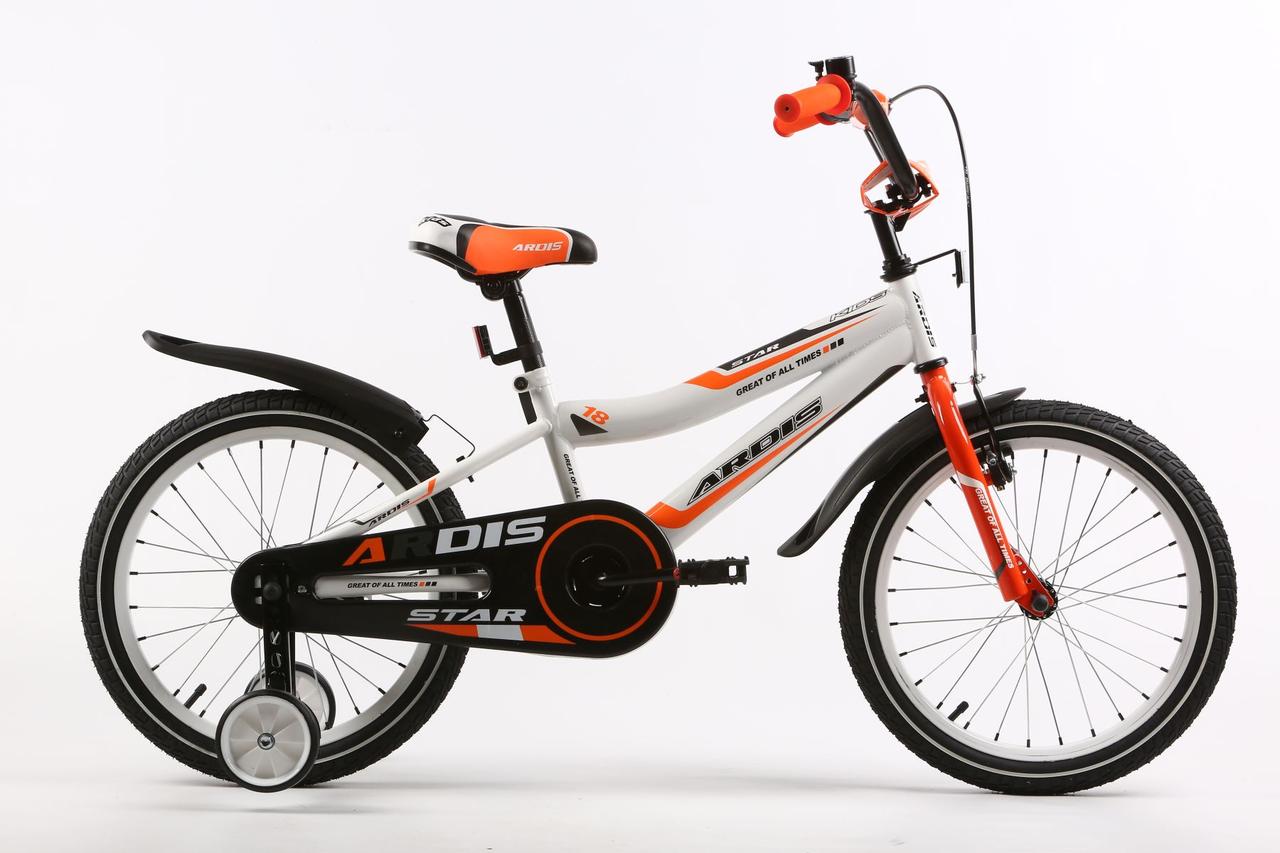 Велосипед дитячий ARDIS STAR 20" Білий/Оранжевий + бокові колеса й крила, фото 1