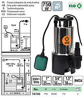 Насос для брудної води FLO мережевий, 750Вт, 14000 л/год, макс. висота - 14,5 м, корпус з нерж. сталі