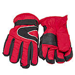 Водовідштовхувальні дитячі лижні рукавички, розмір 13, червоний, плащівка, фліс, синтепон (517090), фото 2
