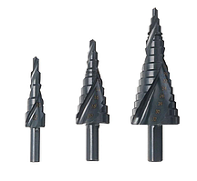Набір з 3 ступінчастих спіральних свердел по металу HSS 4-12мм 4-20мм 4-32мм