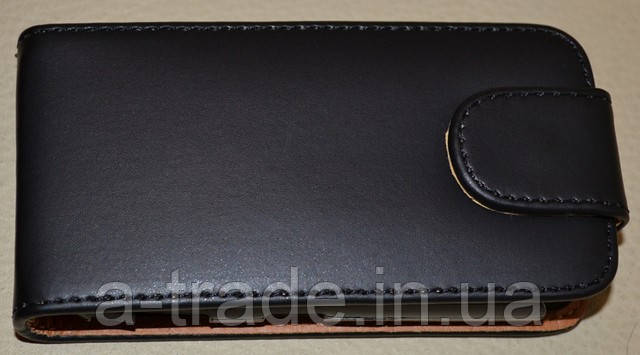 Чохол-книжка для телефона Nokia C2-06 чорний матовий із пластиковим кріпленням.