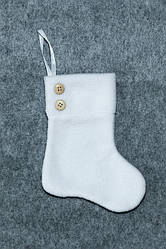 Новорічний чобіток для подарунків білий 18*9,5 см