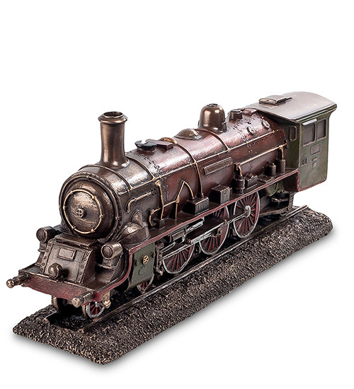 Статуетка настільна Veronese Паровоз 25х11х6,5 см 1904122 полістоун покритий бронзою