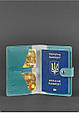 Обкладинка для паспорта та відділення для карт з натуральної шкіри закривається на кнопку, фото 3