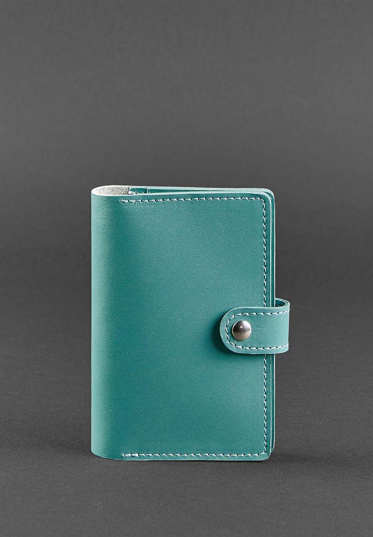 Обкладинка для паспорта та відділення для карт з натуральної шкіри закривається на кнопку, фото 1