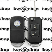 Ключ Mercedes C, S, SL, (корпус Мерседес) 2 кнопки, лезвие HU39 (Фиксация винтом)