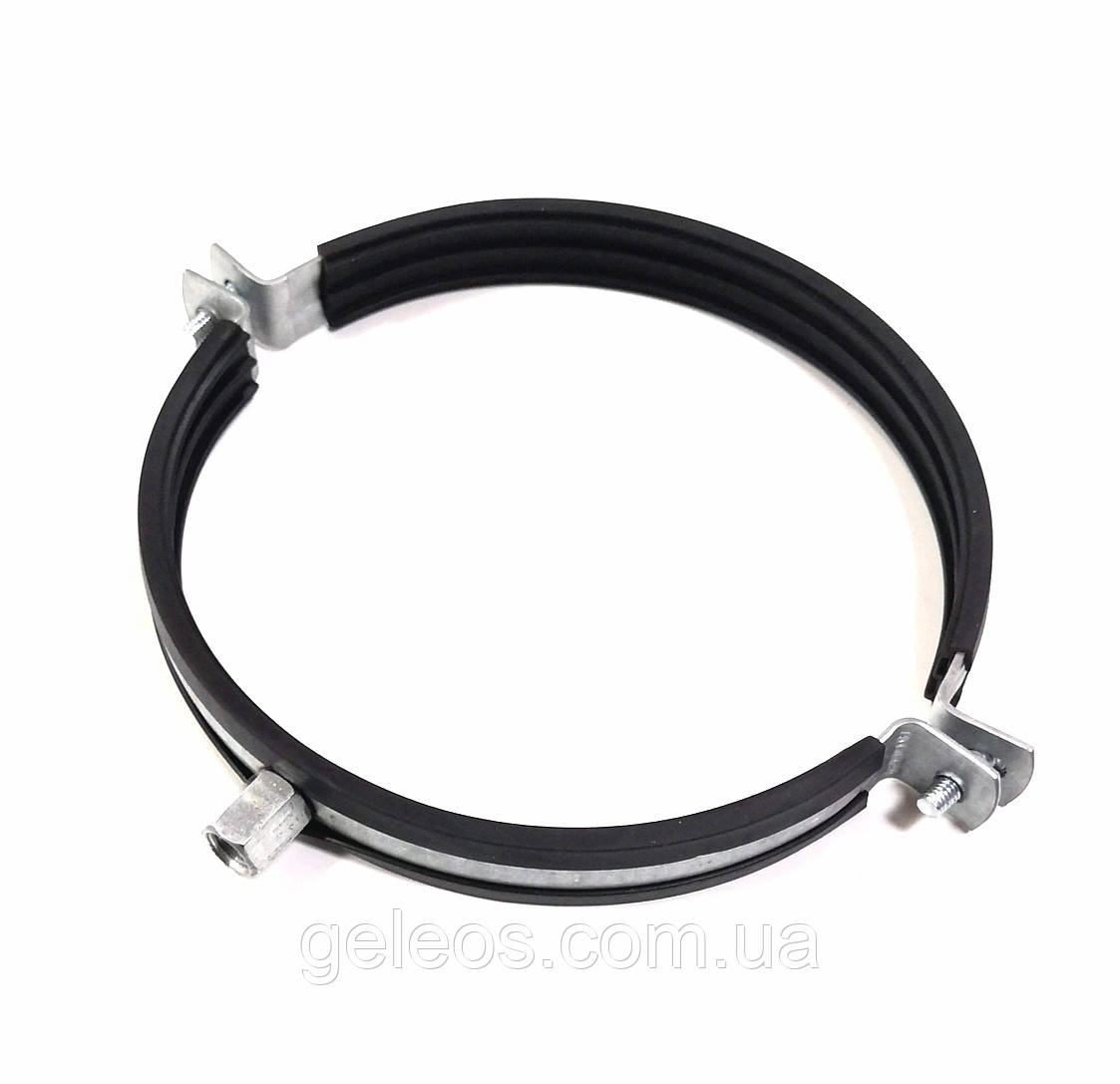 Хомут для труб 200мм із віброгасником і гайкою м8/м10м