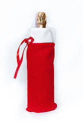 Мішок на пляшку новорічний червоний