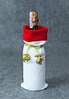 Новогодний мешок для бутылку Колокольчики белый с золотом
