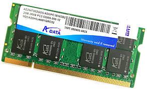 Оперативная память для ноутбука Adata SODIMM DDR2 2Gb 667MHz 5300s CL5 (AD2667002GOS) Б/У