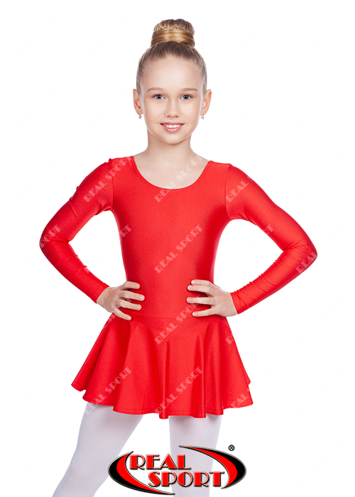 Купальник зі спідницею для танців дитячий червоний GM030122 (біфлекс, р-р 1-M, зріст 98-134 см)