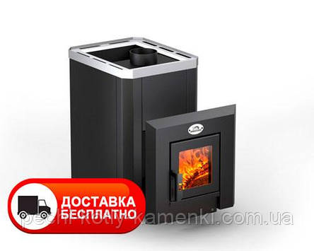 Кам'янка для сауни та лазні Класик Новаслав ПКС-01,02,04 (12,18,26 м³) з виносною топкою зі склом 200х200 мм, фото 1