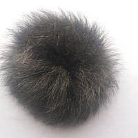 Меховой бубон (помпон) из хвостовой части песца.Цвет Черный.Размер 11-14 см