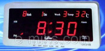 Часы с будильником, календарем и термометром 2158 - фото 2 - id-p119721027