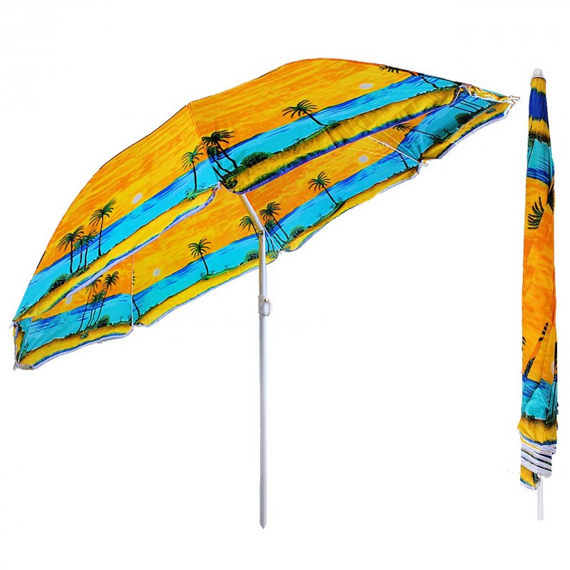 Пляжный зонт с наклоном 200см, солнцезащитный зонт с креплением спиц Ромашка и напынием - фото 4 - id-p119721500