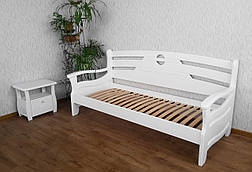 Білий односпальний диван-ліжко з масиву дерева від виробника "Луї Дюпон Люкс" 90х200, біла емаль, фото 3