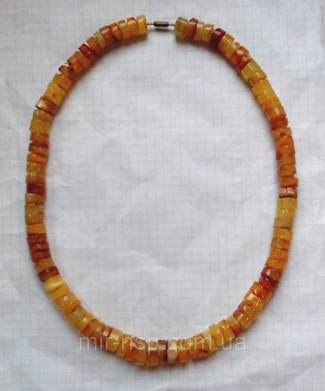 Намисто 100% натуральний пейзажний бурштин шайби вага 49 г, фото 1