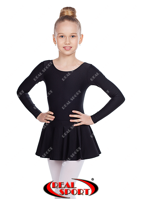 Гимнастический купальник с юбкой черный GM030124 (бифлекс, р-р L-XL ...