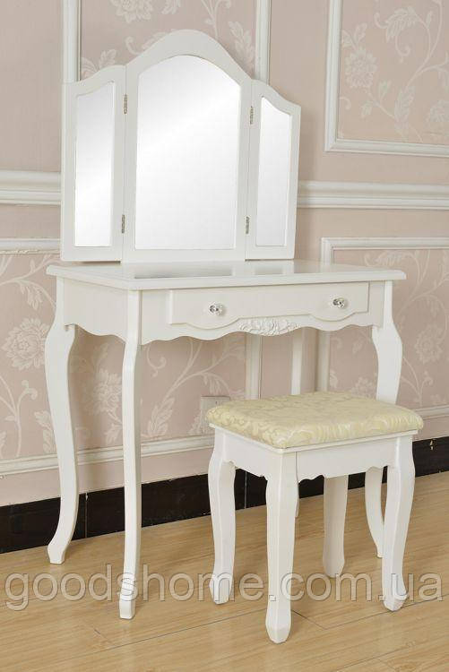 Стол косметический трюмо стол туалетный с табуреткой и зеркалом косметичний стіл з пуфом та дзеркалом  W-HY-22