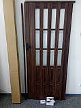 Двері гармошка полуостекленные темне дерево 86х203, кольорів. Міжкімнатні двері гармошка. Доставка., фото 2