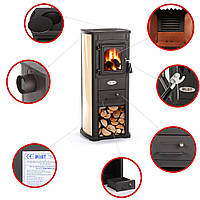 Чавунна піч BLIST Ekonomik LUX 7 кВт кремова камін буржуйка коза топка на дровах