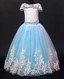 Довге ошатне плаття Діаночка Синє на 4-5, 6-7, 8-9 років, фото 5