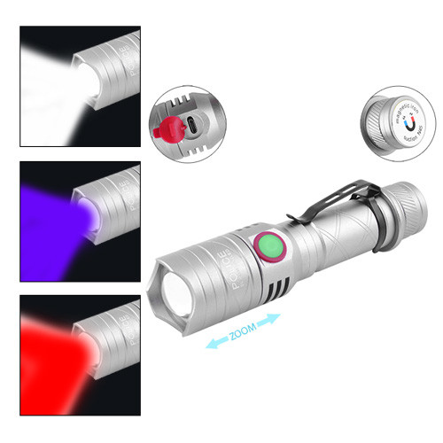 Ліхтарик Police BL-8456-T6+1red+1blue, zoom, затискач, магніт, мигалка, Box оптом в Україні, фото 1