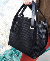 523-XL Натуральна шкіра Сумка жіноча кавова з тисненням 3D шкіряна бежева жіноча сумка м'яка коричнева, фото 3