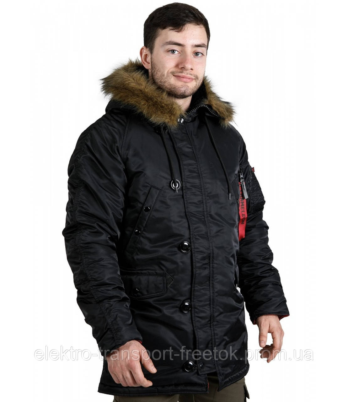 Куртка зимняя slim fit аляска n-3b Black CHAMELEON . - фото 1 - id-p383500388