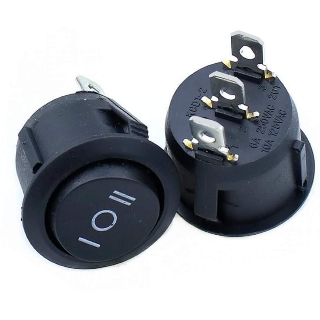 Трипозиційний перемикач, кнопка KCD1-105-3 AC 250 В 6 А 3 контакти — Чорний