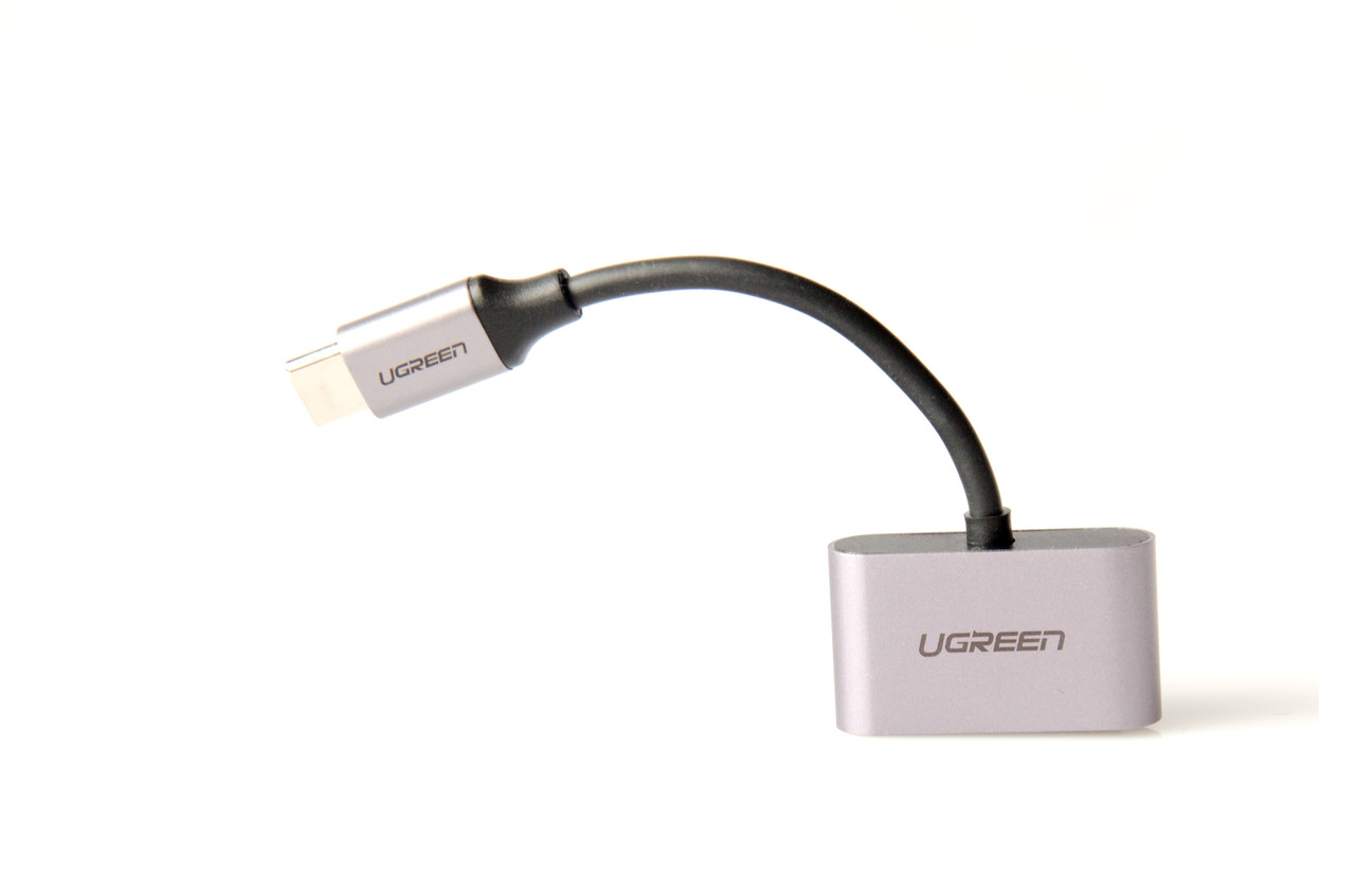 Перехідник Ugreen USB Type-C — 3.5 мм + USB Type-C, сірий