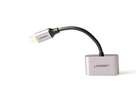 Перехідник Ugreen USB Type-C — 3.5 мм + USB Type-C, сірий