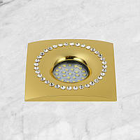 Золотой точечный 10см квадратный врезной светильник со стразами (16-MKD-C26F GD)