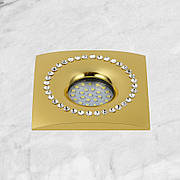 Золотий точковий 10см квадратний врізний світильник зі стразами (16-MKD-C26F GD)