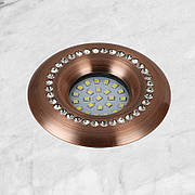 Коричневий точковий 10 см круглий врізний світильник зі стразами (16-MKD-C26Y GT)