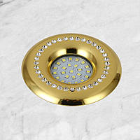 Золотой точечный 10см круглый врезной светильник со стразами (16-MKD-C26Y GD)