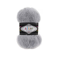 Пряжа Alize Mohair Classic New 21 серый (мохеровая пряжа Ализе Мохер Классик, Алізе Мохер класік)