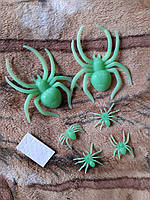 Павуки для Хелловіна фосфорні 6 штук салатовий