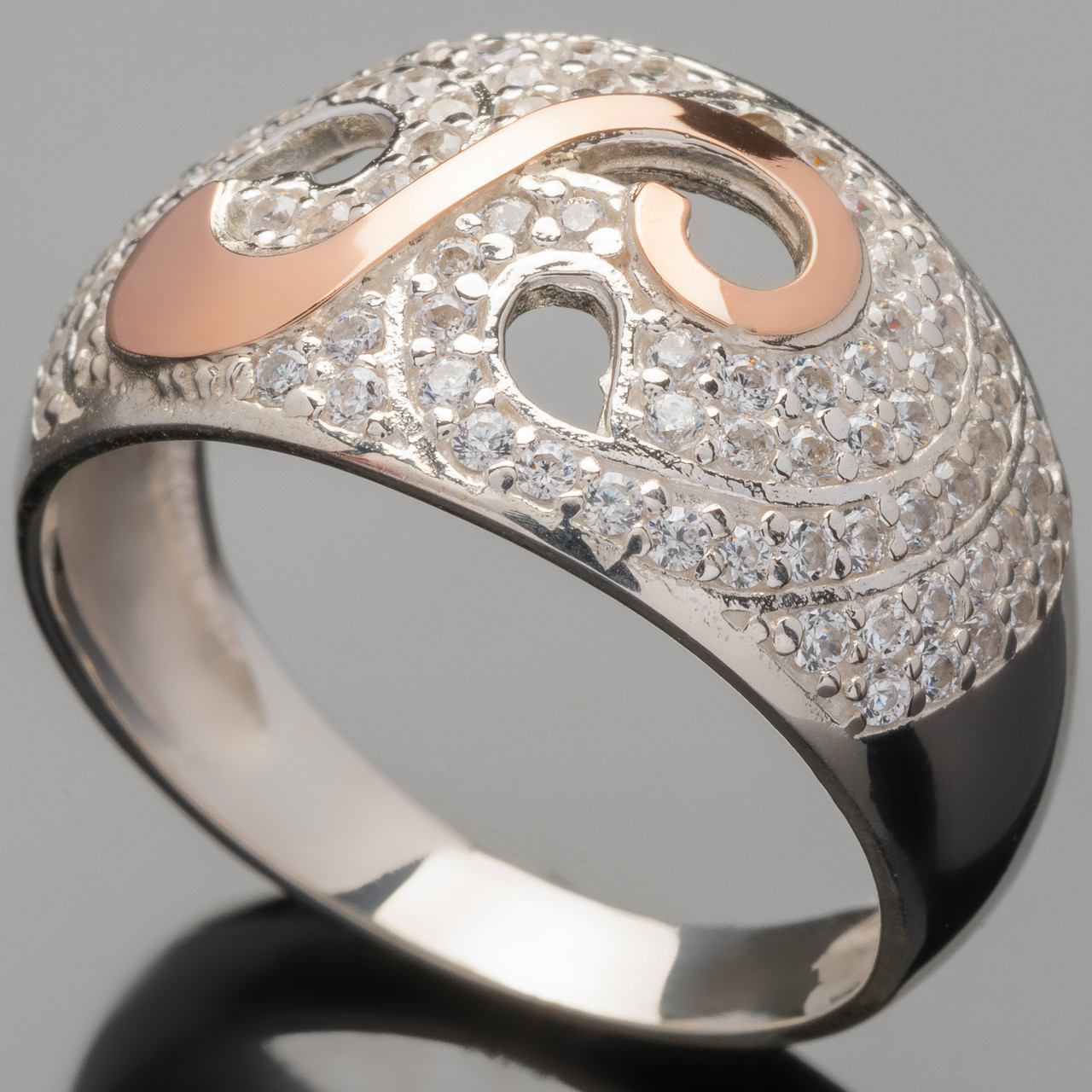 Серебряное кольцо 925 пробы с золотом арт. 363к