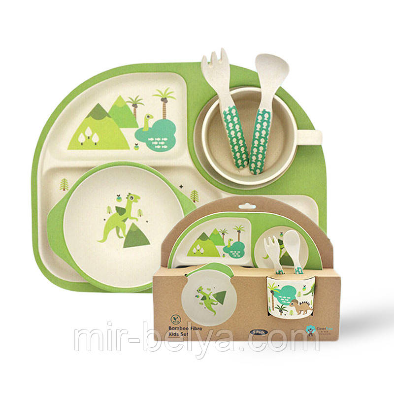Набір дитячої бамбуковій посуду 5 предметів, фото 1