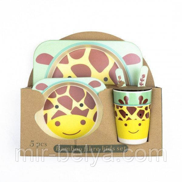 Набір дитячого бамбукового посуду 5 предметів, фото 1
