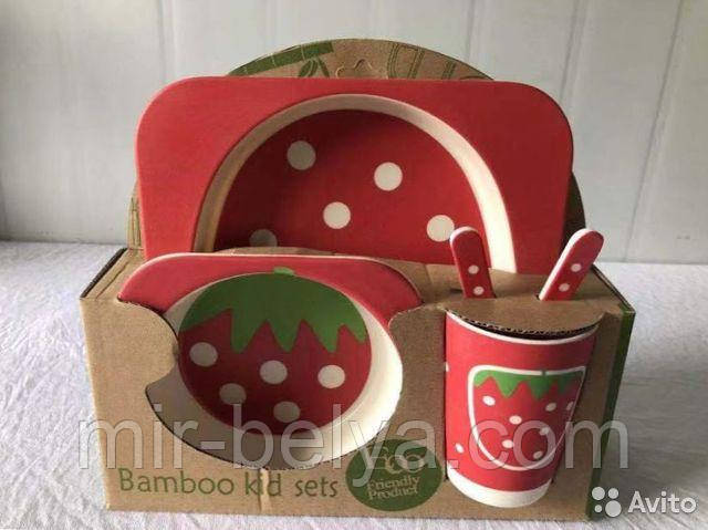 Набір дитячої бамбуковій посуду 5 предметів, фото 1
