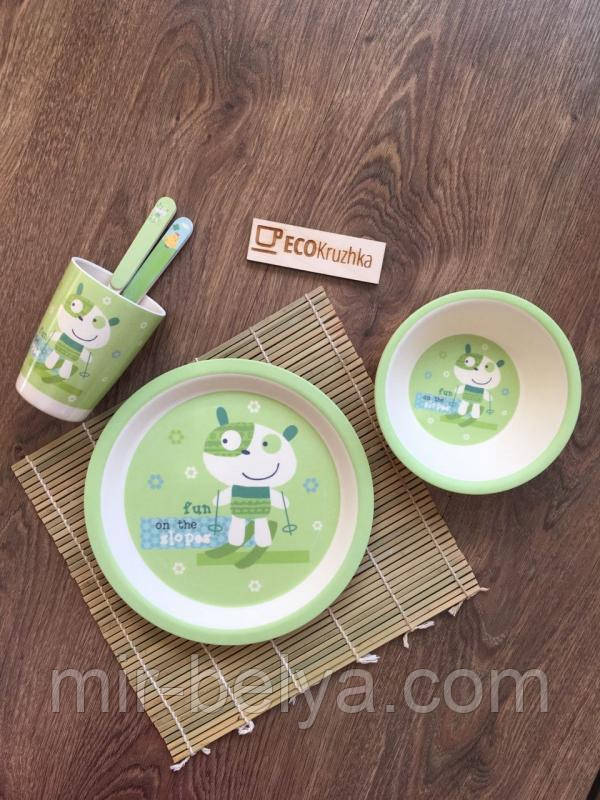 Набір дитячої бамбуковій посуду 5 предметів, фото 1